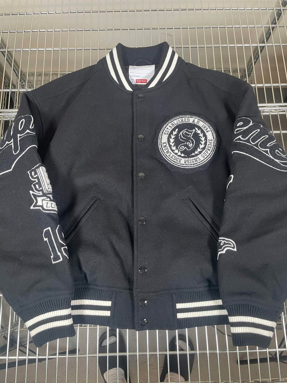 Supreme Veritas Varsity Jacket Black UNDER RETAIL